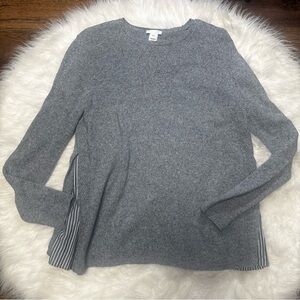 J. Jill Heather Gray Knit Mixed Media Top with Silk Blend size Small
